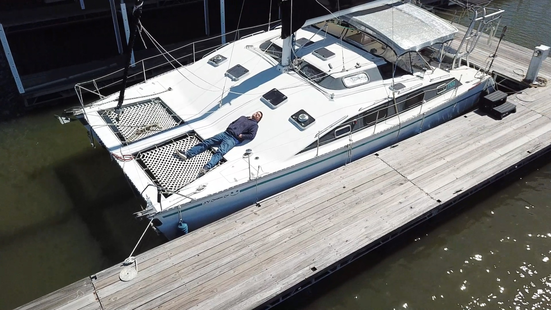 YouTube video: SV Cheshire Cat at her slip in Green Turtle Bay marina, March 2025